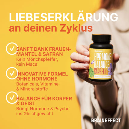 BRAINEFFECT Hormone Balance | Premium Natural Cycle-Regulating PMS &amp; Menopause Capsules | Without Harmful Chasteberry | Botanicals, Vitamin B6 &amp; Magnesium | 60 Capsules
