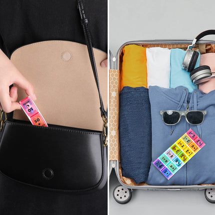 Opret German pill box 7 days 2 compartments morning evening, removable pill box, pill box medication box 7 days tablets weekly box pill box pill box 14 compartments
