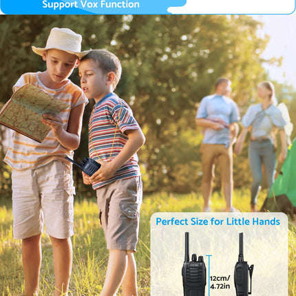 eSynic Walkie-Talkies 4 Pack Long Range 2-Way Radio with 4 Original Earpieces with 16 Channel Single Band for Survival Training and Other Activities