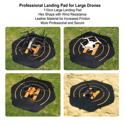 Alomejor 110 cm Drone Landing Pads, Double-Sided, Foldable, Hex Mat, Waterproof, Quick Folding, Helipad for RC Drones, Helicopters