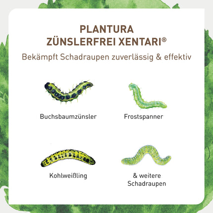 Plantura Xentari Caterpillar-Free &amp; Moth-Free against box tree moths and pest caterpillars, extremely effective &amp; biological spray, not harmful to bees, 8 x 2g sachets