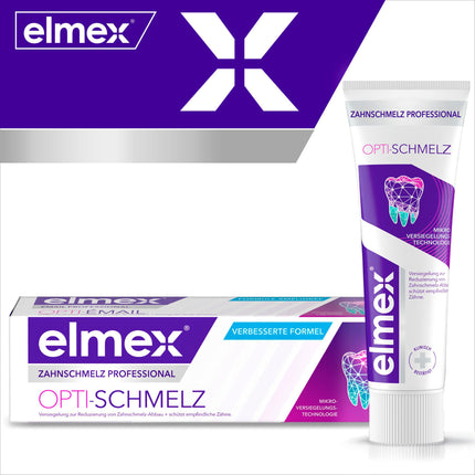 elmex Toothpaste Professional Opti-enamel Sealing &amp; Strengthening 75ml – medical tooth cleaning with amine fluoride seals the tooth enamel – protects against tooth enamel loss