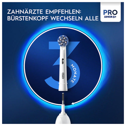 Oral-B Pro Junior Electric Toothbrush for children ages 6 and up, pressure sensor, 3 brushing modes including sensitive for dental care, soft bristles &amp; timer, designed by Braun, green