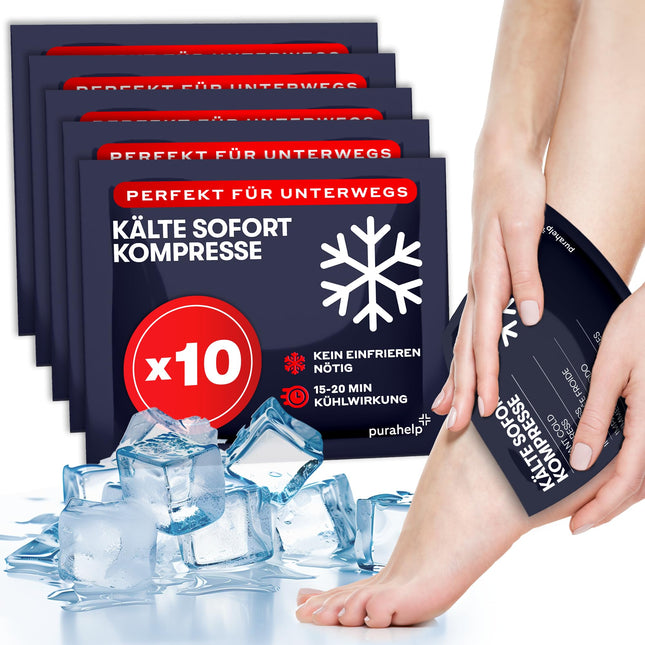 Folding Cooling Pads (10 Pack) - 12 x 15 cm - Instant Cold Compress for First Aid - Disposable Ice Pack for Injuries and Swelling - Practical Disposable Ice Packs for Sports, Outdoor Activities, and Emergencies
