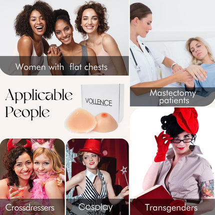 Vollence A Cup Self-Adhesive Triangle Silicone Breast Forms False Breasts Silicone Breast Forms Breast Breast Form for Mastectomy Prosthesis Transvestism Crossdressers Cosplay Bra Inserts