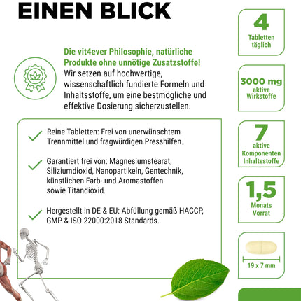 Joint Mobility - 180 tablets - High dose with 7 active ingredients: Glucosamine + Chondroitin + MSM + Hyaluronic Acid + Collagen + Vitamin C + Black Pepper Extract