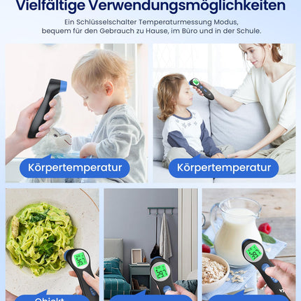 Fever thermometer for babies, children and adults, contactless forehead thermometer infrared thermometer with instant accurate reading, fever alarm, black