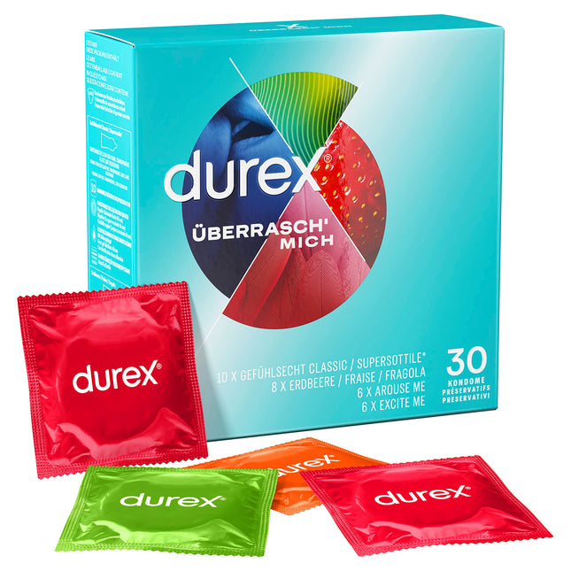 Durex Surprise Me Condom Mix – Mix with 4 different condom varieties to try – 30-pack (1 x 30 pieces)