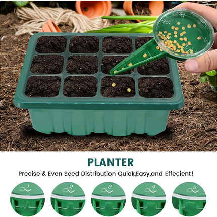 2 pieces 80 cells Seed Starter Tray Mini Greenhouse Cultivation Set with Timing Controller Adjustable Brightness, Indoor Greenhouse Cultivation Box with Plant Lamp for Plant Growth