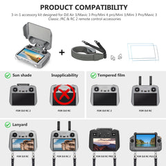 STARTRC 3-IN-1 RC 2 Controller Sunhood Cover for DJI Mini 4 Pro, for DJI RC 2 Lanyard Strap, for Dji Mini 4 Pro Drone Controller Screen Protector, for DJI Mini 4 Pro Accessories