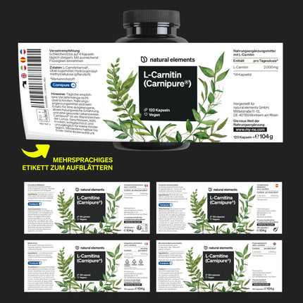 L-Carnitine 2000 - Premium: Carnipure® by Lonza - 120 Capsules - Laboratory-tested, high-dose, vegan