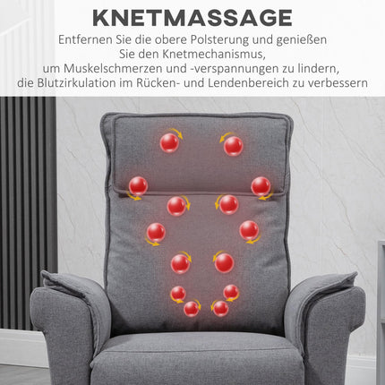 HOMCOM Electric Recliner Chair TV Chair Massage Chair Armchair with Stand-Up Aid Relaxing Chair with Reclining Function Linen-Touch Steel 86 x 95 x 106 cm Grey