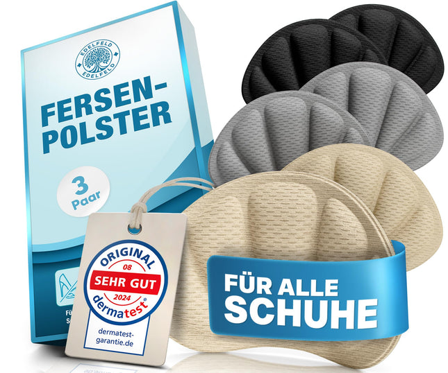 EDELFELD Invisible Heel Pads Against Slipping &amp; Blisters [3 Pairs] -DERMATEST VERY GOOD- Breathable Memory Foam Heel Protector - Shoe Insoles for Shoes That Are Too Big - Skin-Friendly Heel Cushions
