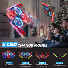 B2 Drone for Kids, RC Foam Airplane with LED Lights, Indoor Quadcopter with 3D Flips, Headless Mode, Altitude Hold and 2 Batteries, Toy Gifts for Boys Girls Beginners