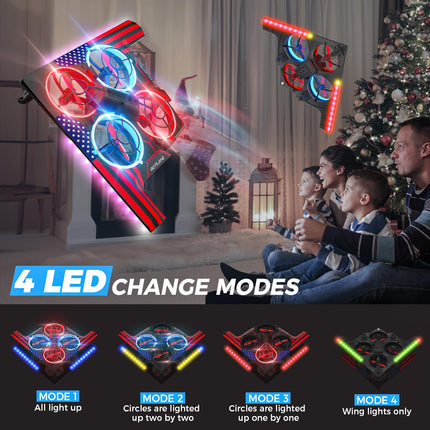 B2 Drone for Kids, RC Foam Airplane with LED Lights, Indoor Quadcopter with 3D Flips, Headless Mode, Altitude Hold and 2 Batteries, Toy Gifts for Boys Girls Beginners