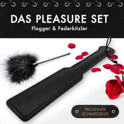 Liebesfreunde® Sex Paddle incl. Feather Tickler, BDSM Whip Sex Toy for Couples, SM Flogger, Crop, Bondage Accessory