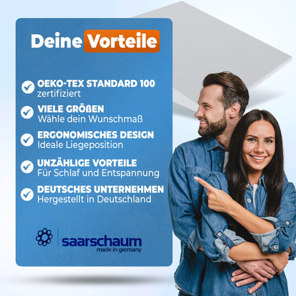 saarschaum • Wedge pillow • Reflux pillow • Mattress wedge for bed and sofa • Sleep elevation against back and neck pain W: 90 x L: 50 x H: 15 (white)