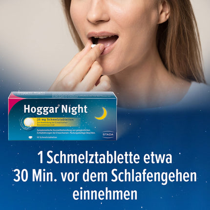 Hoggar Night – Sleeping pills to help you fall asleep and for acute sleep disorders – Well tolerated, for restful sleep – 1 x 10 meltable tablets