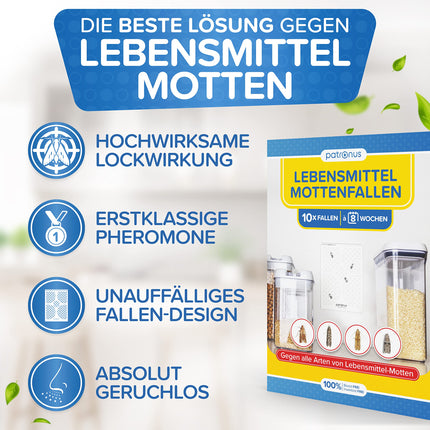 Food moth trap [10 value pack] - Moth trap against food moths with maximum attractant effect - Pheromone trap with high-performance glue for infestation detection