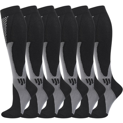 Compression socks (3 pairs) for men circulation 20-30mmHg medical compression stockings women breastfeeding (black, XXL)