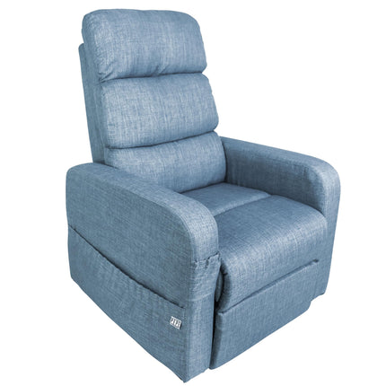 PEPE Mobility - Electric TV chair with stand-up aid, senior chair, TV chair with motor, linen fabric, blue