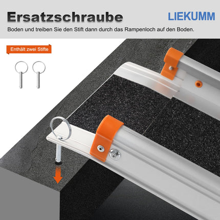 LIEKUMM 2 x 138-244 cm wheelchair ramp, 300 kg load capacity wheelchair ramp for home, steps, curbs, robust telescopic ramp for electric wheelchairs, bicycles