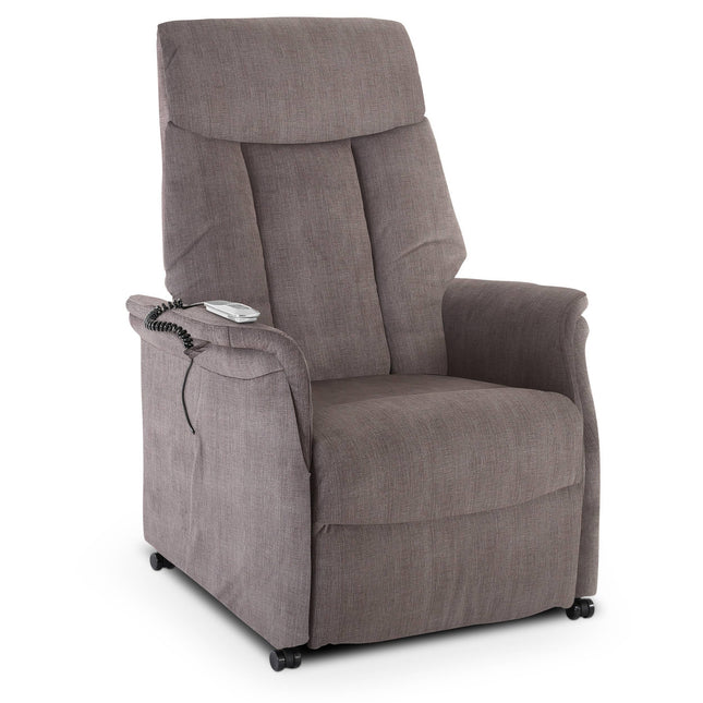 Raburg TV chair with stand-up aid, recliner chair with reclining function, electric with remote control, 2 motors, pocket spring core/comfort upholstery, up to 120 kg, microfiber, Emma, ​​silk grey