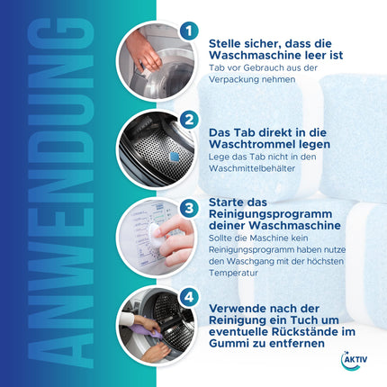 Active 24x Washing Machine Cleaner Tabs extra strong against odor &amp; limescale - Washing machine cleaner with formula for deep cleaning - Washing machine hygiene cleaning 1 year supply