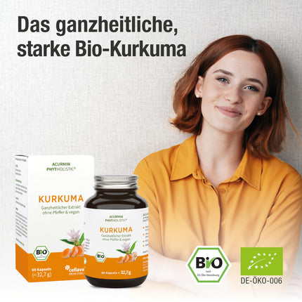 Strongest organic turmeric capsules | approx. 15,000 mg turmeric powder per daily dose | highest curcumin content | 40 times bioavailable | no pepper | high-dose turmeric capsules | vegan &amp; highly digestible