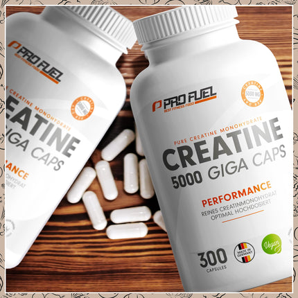 Creatine 5000 Giga Capsules - 5000 mg creatine per day - high-dose creatine capsules with 1137 mg creatine monohydrate per capsule - creatine monohydrate capsules without additives, laboratory-tested &amp; 100% vegan - 300 capsules