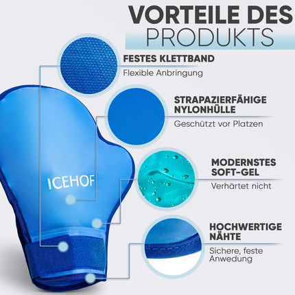 ICEHOF Cooling Gloves [2x] Soft Fabric - Cooling Gloves for Hands/Fingers - Gel Gloves Cold Gloves (Blue)