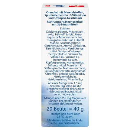 Doppelherz Sport DIRECT - Muscle + Energy - Magnesium, Calcium &amp; B Vitamins - for athletes and physically active people - 20 vegan servings with orange flavor