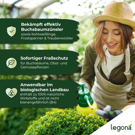 Legona® Xentari Moth-Free &amp; Caterpillar-Free Box Tree Moth Spray | Biological control of moths, cabbage white butterflies, and winter moths | Not harmful to bees
