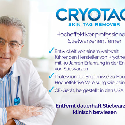 Cryotag Skin Tag Remover - Fast Acting Safe - Clinically proven freezing agent for the treatment of skin tag warts, up to 12 applications