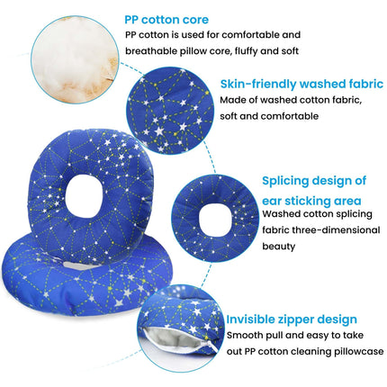 GOMETY Piercing Pillow with Hole, Donut Pillow for Ear Pain Ear Pillow against Ear Pain Sleeping Ring for Side Sleepers to Relieve Ear Pain Ear Care Pillow Ear Piercing Accessory Blue