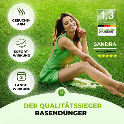 TerraUno Lawn Fertilizer Spring/Summer I Immediate effect for lush green I 20 kg for 1000 m² I Healthy lawn displaces moss and weeds I NPK fertilizer lawn I Against drought stress I For the spreader