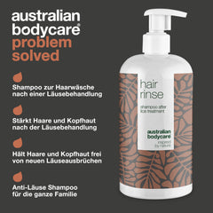 Australian Bodycare Hair Rinse 500 ml | Head lice shampoo after head lice treatment for the whole family | Tea tree oil shampoo with 100% natural tea tree oil