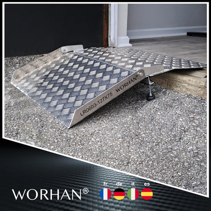 WORHAN Mobile threshold ramp Variable height adjustment Loading platform Step ramps Wheelchair ramp Aluminium ramp Door threshold ramp TR87