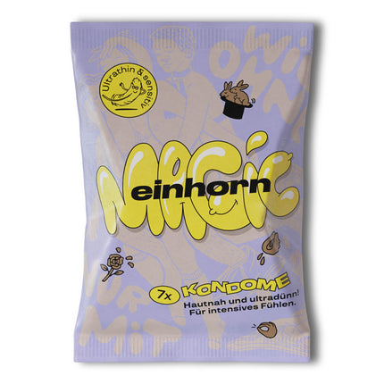 einhorn condoms I 7-pack Magic I 7 pieces I Standard size 53 mm I Vegan, hormone-free contraception I Natural lubricant I Sustainable and safe