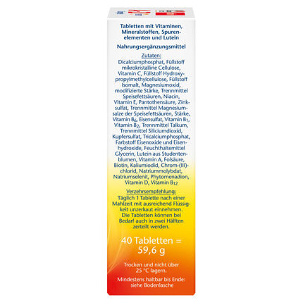 Doppelherz AZ Complete - Long-term vitamins - 23 vitamins, minerals &amp; trace elements PLUS lutein - 40 depot tablets