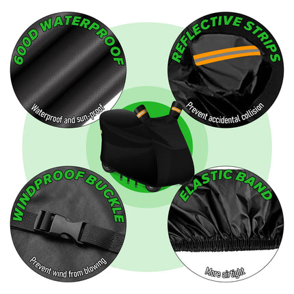 MaxAwe 142x66x119cm Mobility Scooter Cover, 600D Oxford PU Coating Waterproof Scooter Cover, Disability Scooter Protective Cover with Elastic Band Reflective Strips