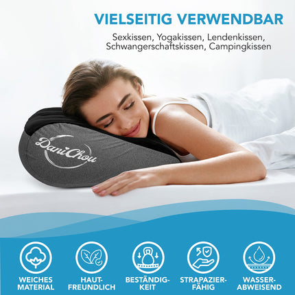DaniChou LoveLift Wedge Pillow - Inflatable Pillow with Removable Cover | Lumbar Pillow, Back Pillow, Yoga Pillow &amp; Sex Pillow for Couples - Comfort &amp; Support, Sex Pillow for Couples