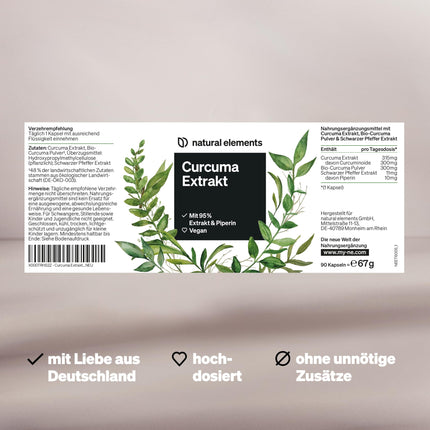 Turmeric extract – High dosage: Curcumin content of ONE capsule corresponds to 10,000mg of turmeric – High dosage from 95% extract – 90 capsules – Laboratory tested, vegan and produced in Germany