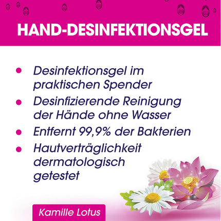 Sagrotan Hand Disinfectant Gel Chamomile &amp; Lotus – Disinfectant for hands in a dispenser – 1 x 200 ml gel