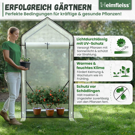 Heimfleiss® Tomato Greenhouse for Balcony &amp; Garden | Small Tomato Greenhouse | Winter-Proof Plastic Greenhouse | Tomato House Plant Tent Made of Plastic &amp; Metal Frame | Balcony Greenhouse