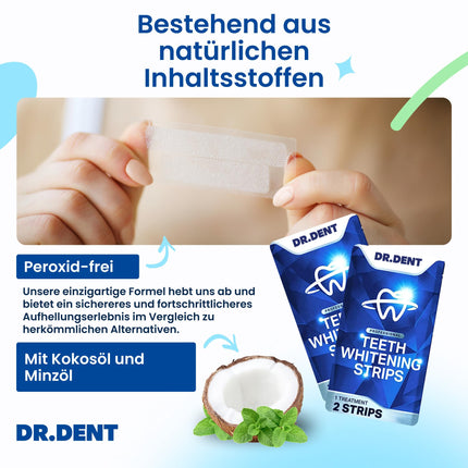 DRDENT Professional Teeth Whitening Strips 21 Applications - Enamel Safe - No Sensitivity - Professional Teeth Whitening Strips - 42 Strips + Mouth Opener Included