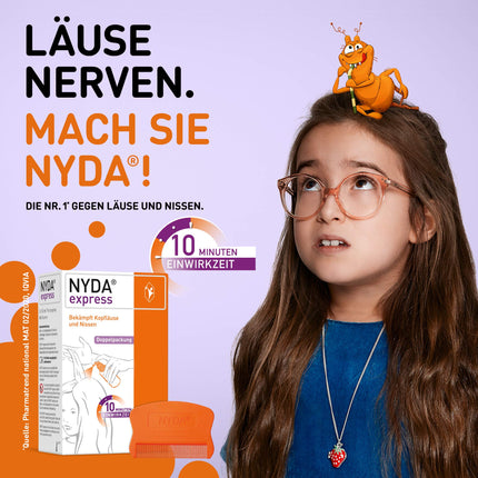 NYDA express lice remedy – fast and effective against head lice and nits, 2 x 50 ml
