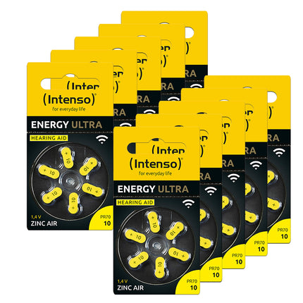 Intenso hearing aid batteries PR70, yellow (type 10), 60-pack