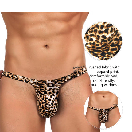 ohyeahlady String Thong Men's Sexy Underwear for Men T-Back Briefs Bulge Open Panties Men Large Sizes Sexy Lingerie Sissy Lingerie Low-Rise Underpants Thong Open Underwear Leopard XL