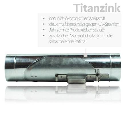 Frank Bauelemente zinc downpipe flap 100 mm with stainless steel sieve - titanium zinc downpipe flap as rainwater collector, easy installation thanks to conical shape and precise transition